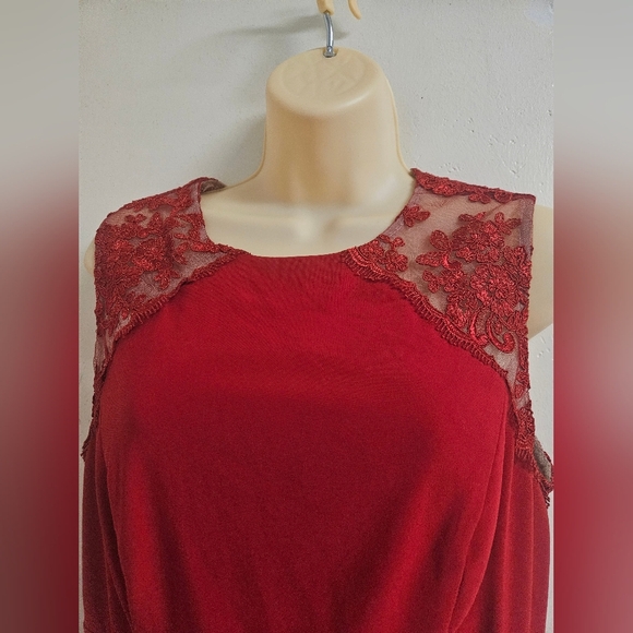 Stenay- Women's Size 10,Red Ruched Asymmetrical Halter Cocktail Dress - Picture 3 of 10